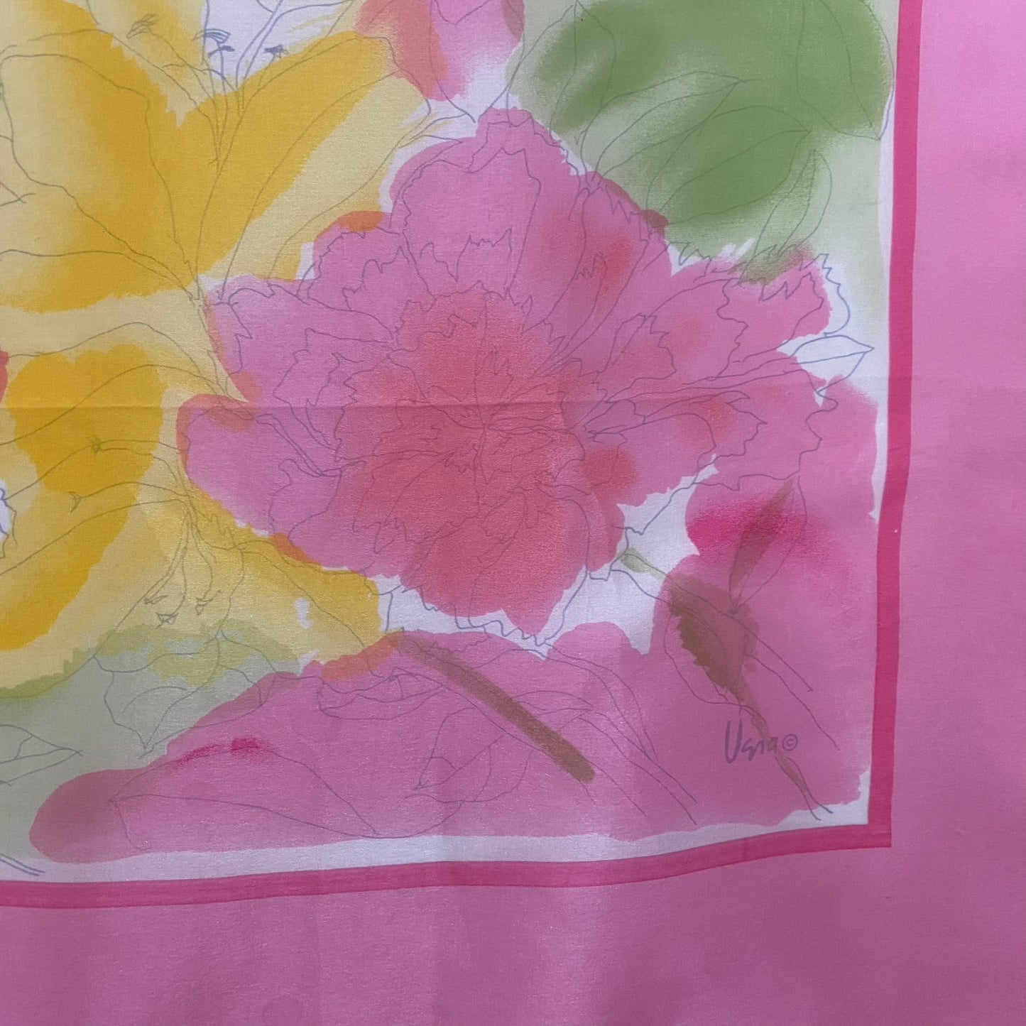 VERA NEUMANN Square Silk Scarf - Vintage Floral Design Square - 5281