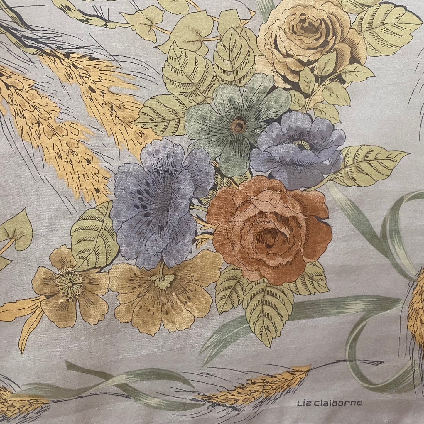 LIZ CLAIBORNE Designer Floral Silk Scarf - Square - 5282