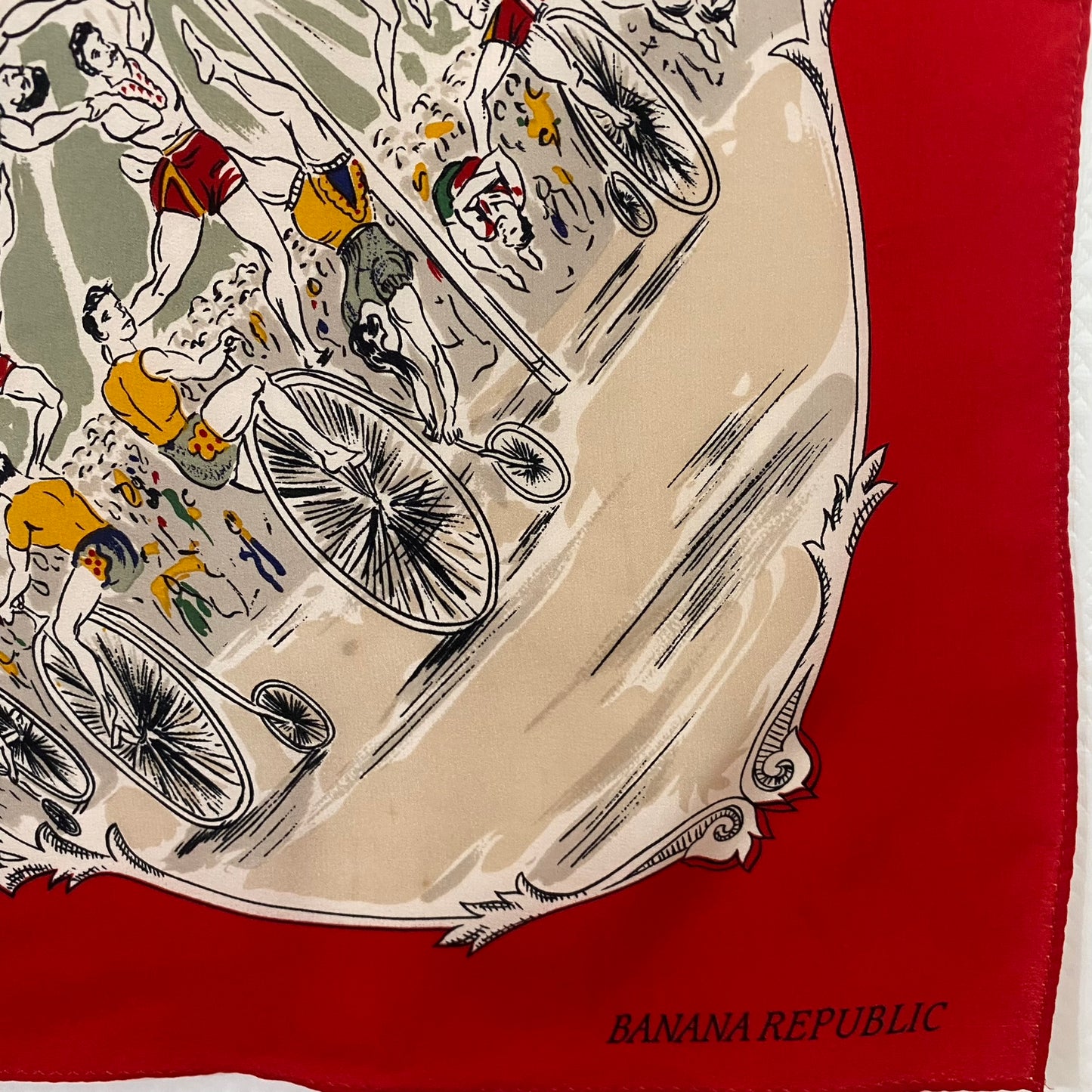 BANANA REPUBLIC Square Silk Scarf - Vintage Circus Theme Square - 5284
